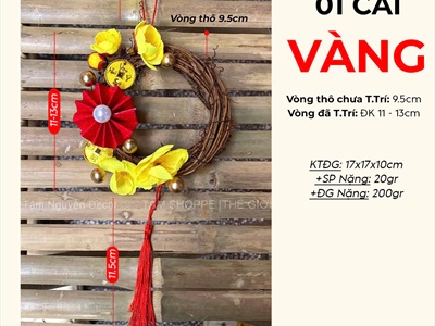 Vòng treo cửa Tết dây rừng Mai Đào Mini Decor Tết [Cute - Nhiều kiểu] PKT-TET-13